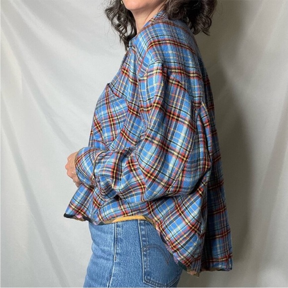 Urban Outfitters Women’s Oversized BDG Karl Cropped Plaid Flannel Shirt Top XS - Picture 13 of 16